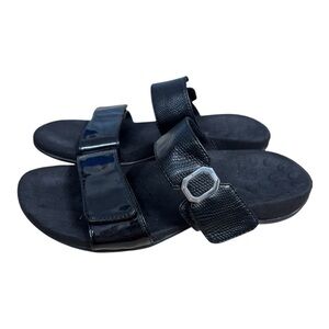 Vionic Women’s Camila Sandals - Black Patent Leather Size 8 W Buckle Adjustable